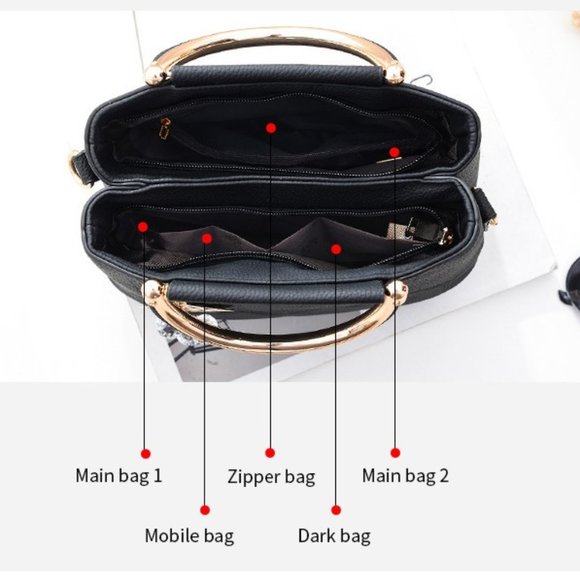 Chic Crossbody Fashion Bag - Style & Function - 5 Pockets - Lilac - Picture 4 of 8